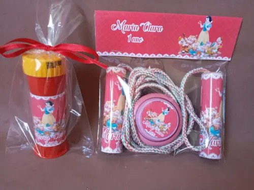 Kit Corda Personalizada, Ioio e Bolinha de Sabão Branca de Neve