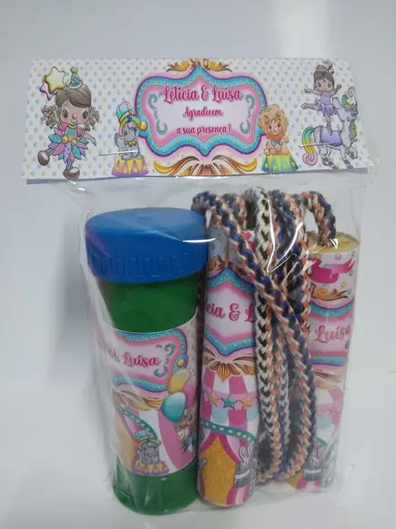 Kit Corda Personalizada e Bolinha de Sabao Circo Rosa