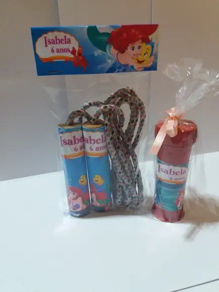 Kit Corda Personalizada e Bolinha de Sabao Pequena Sereia