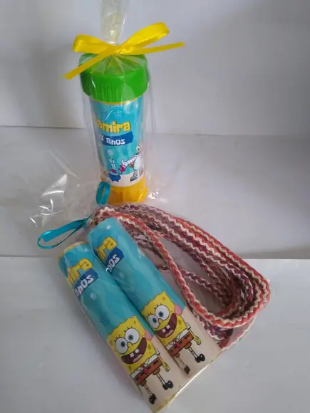 Kit Corda Personalizada e Bolinha de Sabao Bob Esponja