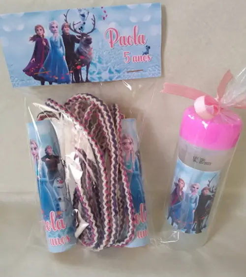 Kit Corda Personalizada e Bolinha de Sabao Frozen