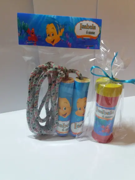 Kit Corda Personalizada e Bolinha de Sabao Pequena Sereia