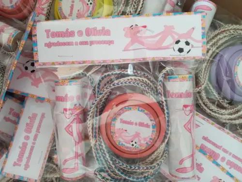 Kit Corda Personalizada e Ioio Pantera Cor de Rosa