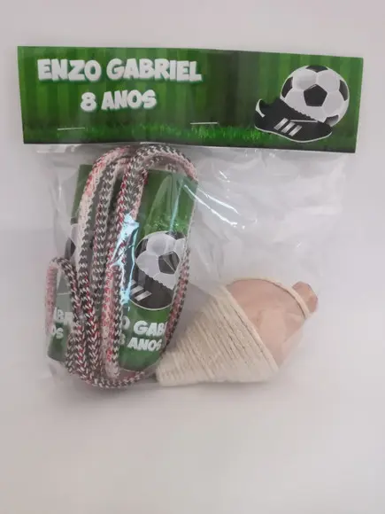 Kit Corda Personalizada e Pião Futebol
