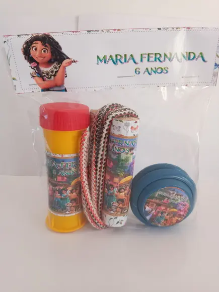 Kit Corda Personalizada, Ioio e Bolinha de Sabão Encanto
