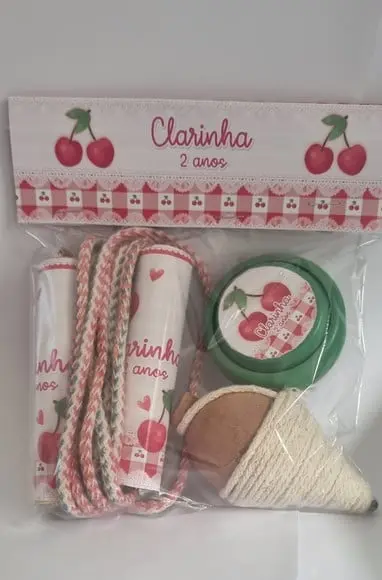 Kit Corda Personalizada, Pião e Ioio Cerejinha