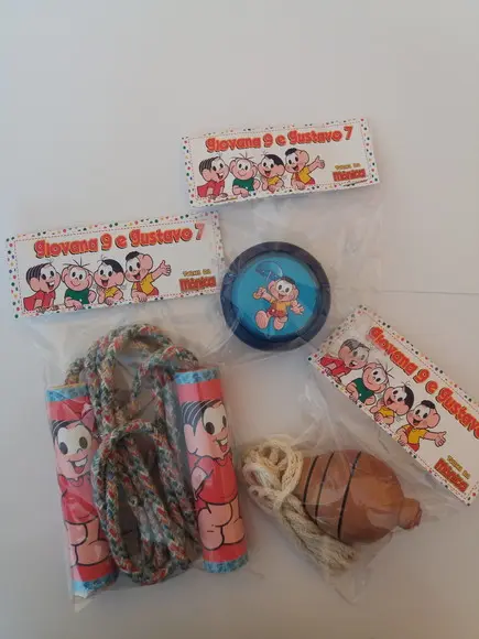 Kit Corda Personalizada, Pião e Ioio Turma da Monica