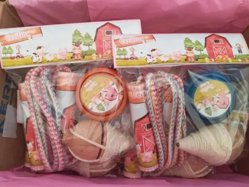 Kit Corda Personalizada, Pião e Ioio Fazendinha