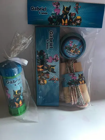 Kit Dominó, Corda,Ioio e Bolinha de Sabão Super Patrulha Canina