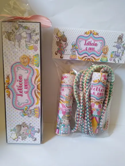 Kit Domino e Corda Personalizado Circo Rosa