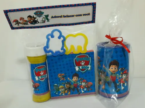Kit Massinha Bolinha de Sabão e Cofrinho Patrulha Canina