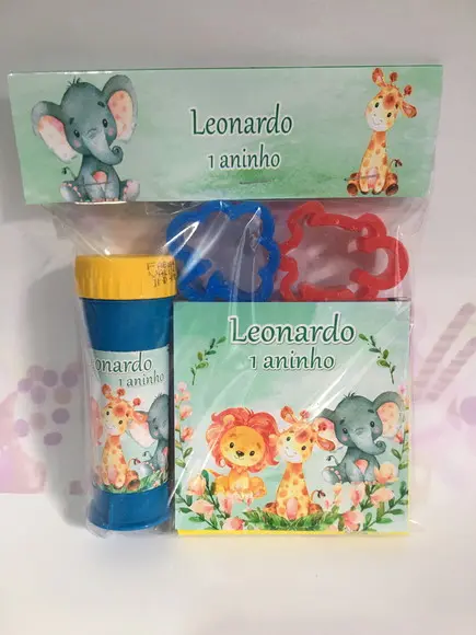 Kit Massinha e Bolinha de Sabão Safari Aquarelado