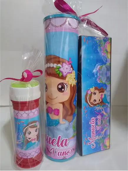 Kit Pega Vareta Domino e Bolinha de Sabão Sereia Cute