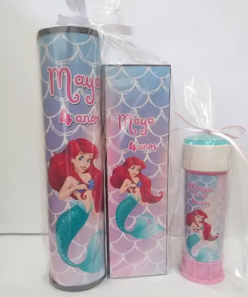 Kit Pega Vareta Domino e Bolinha de Sabão Pequena Sereia