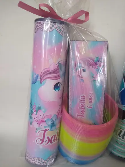 Kit Pega Vareta Dominó e Mola Personalizada Unicornio