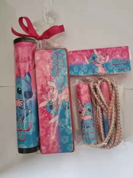 Kit Pega Vareta Dominó e Corda Personalizada Stitch