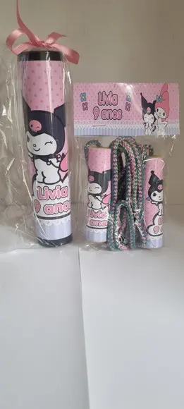 Kit Pega Vareta e Corda Personalizada Kuromi e My Melody