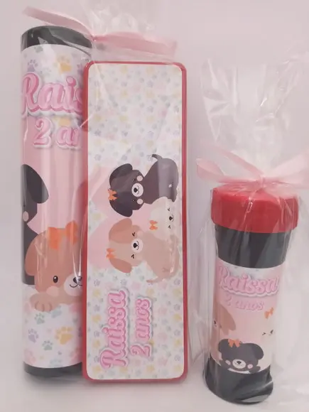 Kit Pega Vareta Domino e Bolinha de Sabão Cachorrinho