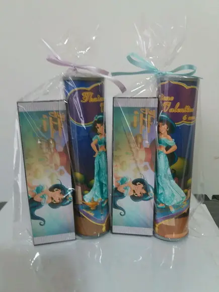 Kit Pega Vareta e Domino Personalizado Aladdin e Jasmine