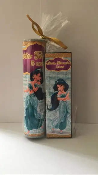 Kit Pega Vareta e Domino Personalizado Aladdin e Jasmine