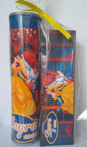 Kit Pega Vareta e Domino Personalizado Bela e a Fera