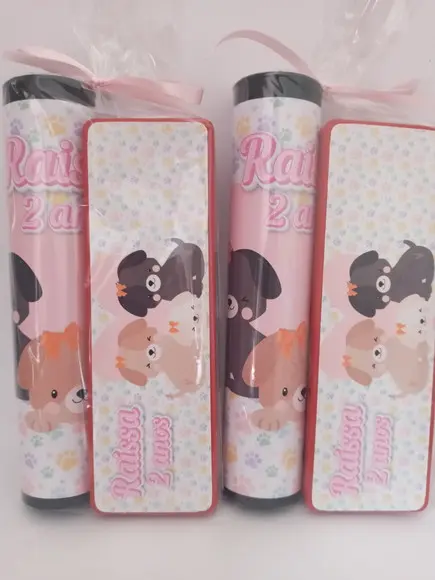 Kit Pega Vareta e Domino Personalizado Cachorrinhos