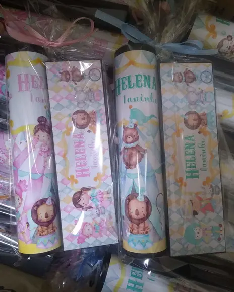 Kit Pega Vareta e Domino Personalizado Circo Aquarelado