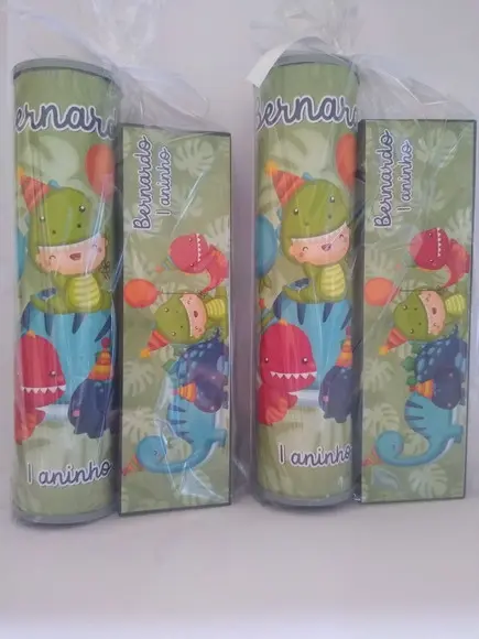 Kit Pega Vareta e Domino Personalizado Dinossauro Baby
