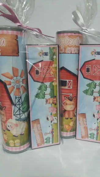 Kit Pega Vareta e Domino Personalizado Fazendinha Aquarelada