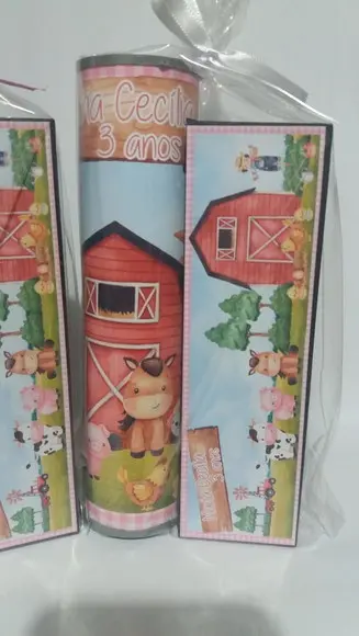 Kit Pega Vareta e Domino Personalizado Fazendinha Aquarelada