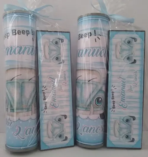 Kit Pega Vareta e Domino Personalizado Fusca Azul