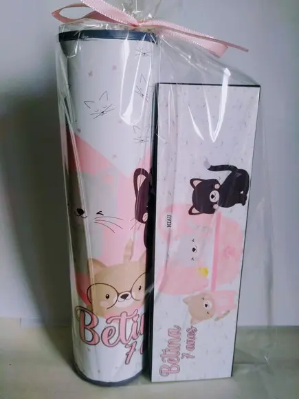 Kit Pega Vareta e Domino Personalizado Gatinho
