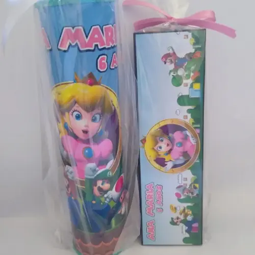Kit Pega Vareta e Domino Personalizado Princesa Peach