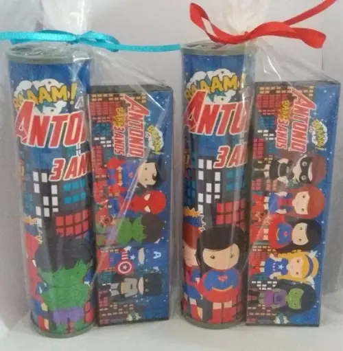Kit Pega Vareta e Domino Personalizado Super Herois