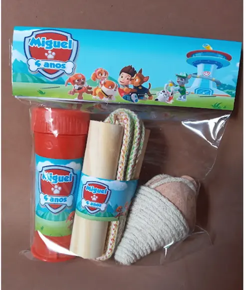 Kit Pião Corda e Bolinha de Sabão Patrulha Canina