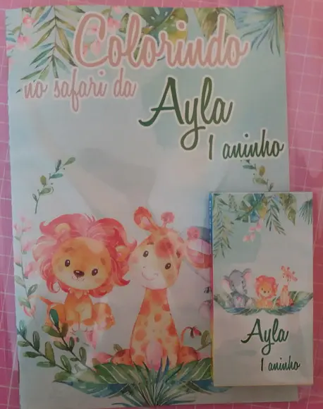 Livro de Colorir c/ Giz Safari Aquarelado