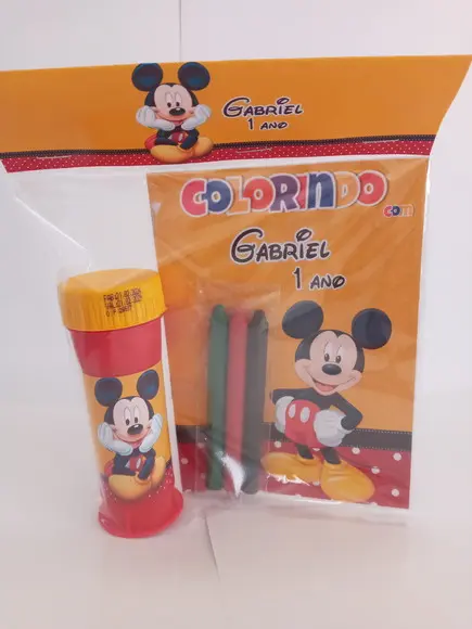 Mini Livro de Colorir c/ 3 Giz com Bolinha de Sabão