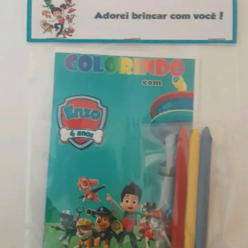 Mini Livro de Colorir c/ 3 Giz Patrulha Canina
