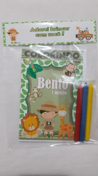 Mini Livro de Colorir c/ 3 Giz Safari