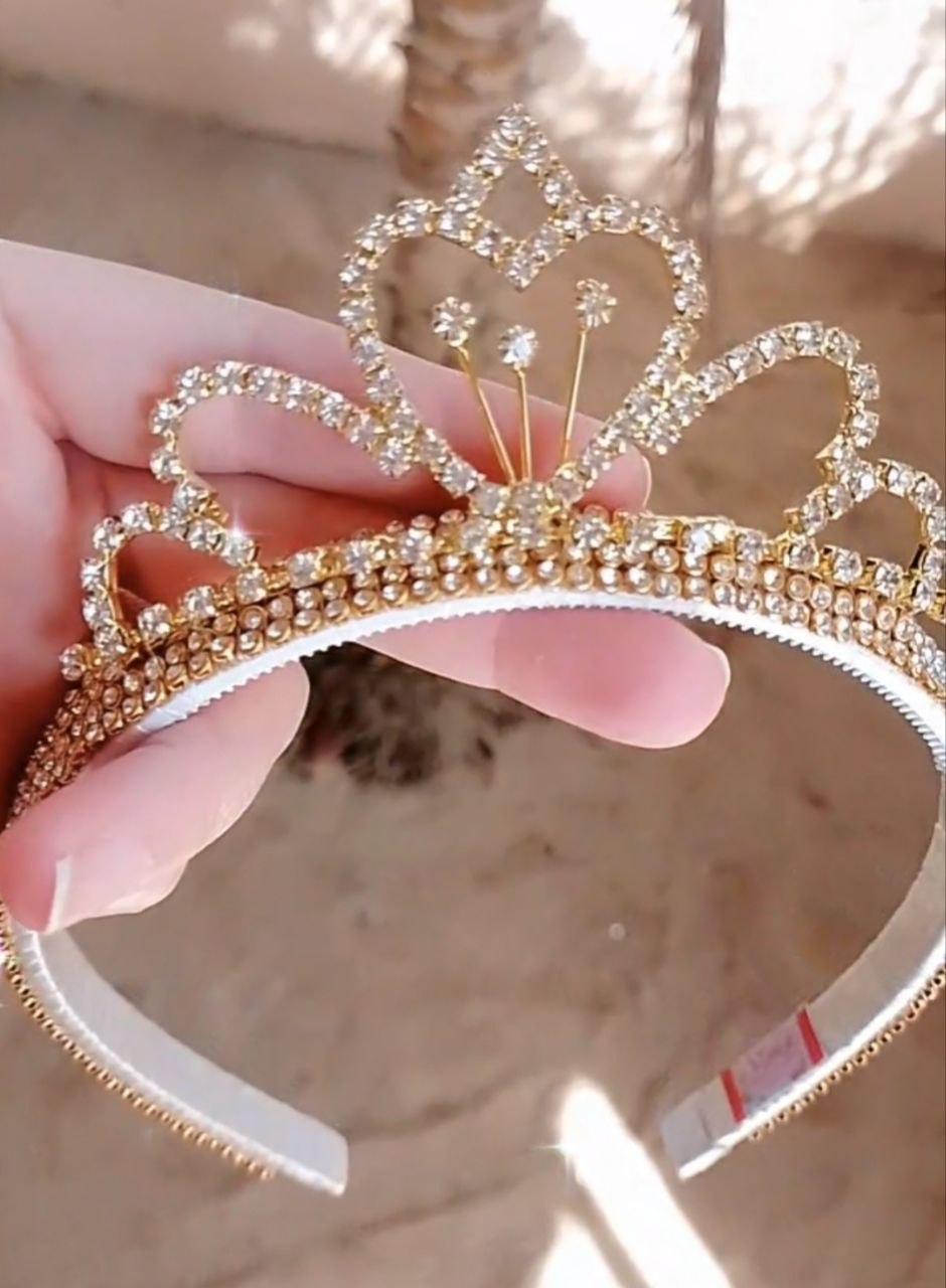 Arco tiara de luxo em strass com coroa de princesa prata ou doura
