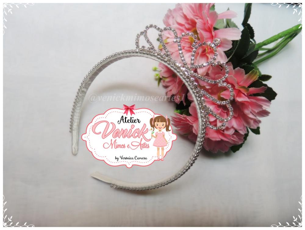 Arco tiara de luxo em strass com coroa de princesa prata ou doura