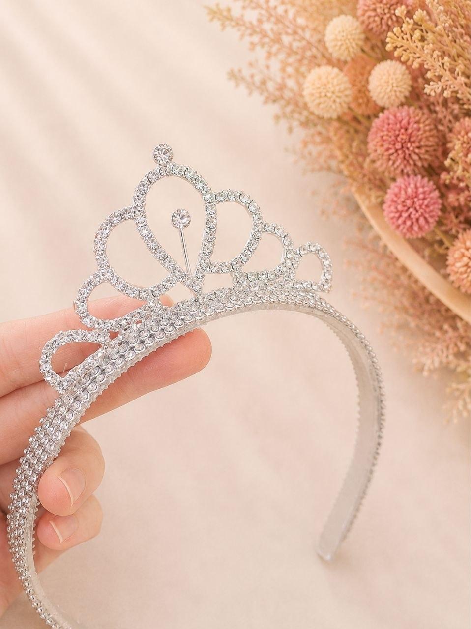 Arco tiara de luxo em strass com coroa de princesa prata ou doura