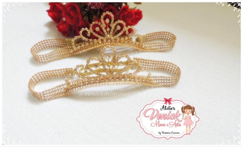 2 Faixas de luxo em strass com coroa de princesa tal mãe e tal f