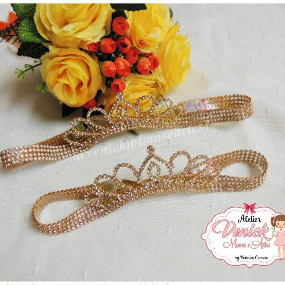 2 Faixas de luxo em strass com coroa de princesa tal mãe e tal f