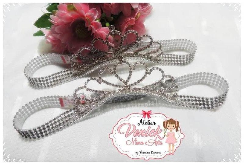 2 Faixas de luxo em strass com coroa de princesa tal mãe e tal f