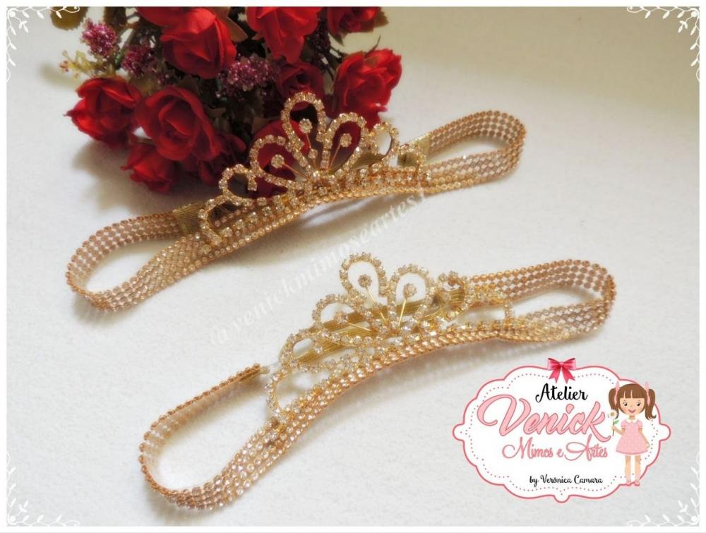 2 Faixas de luxo em strass com coroa de princesa tal mãe e tal f