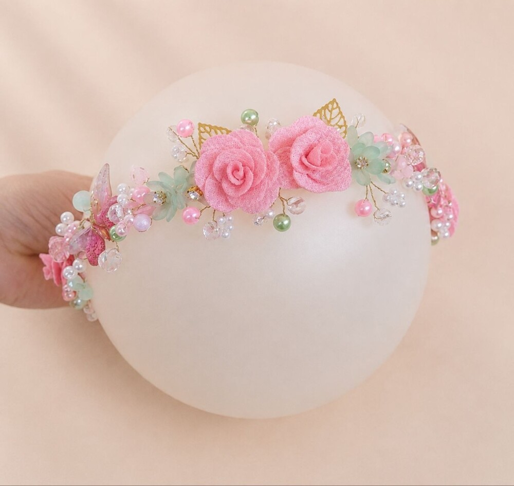 Faixa de Luxo Bordada com flores e borboletas - Jardim Encantado