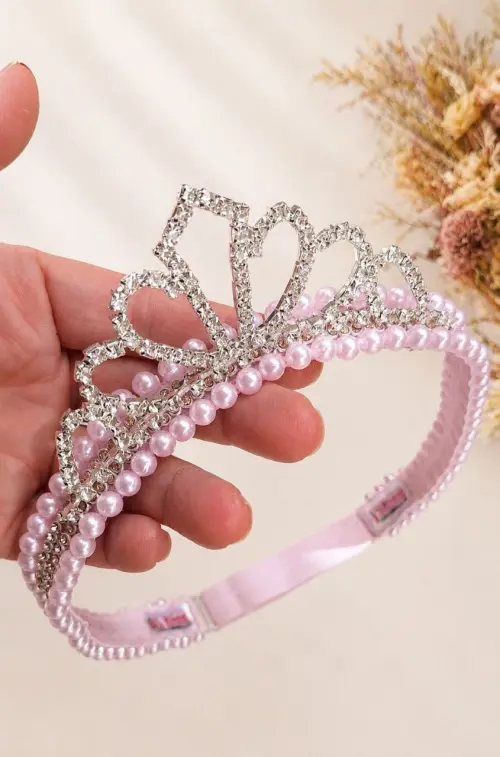 Faixa bordada de perolas com coroa de princesa prata