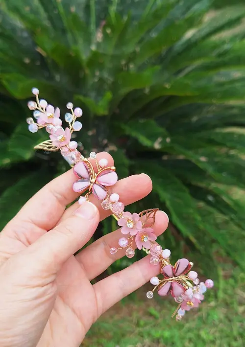 Faixa dourada bordada jardim encantado, borboletas
