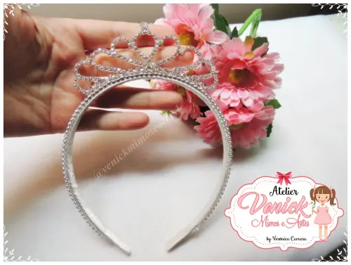 Arco tiara de luxo em strass com coroa de princesa prata ou doura